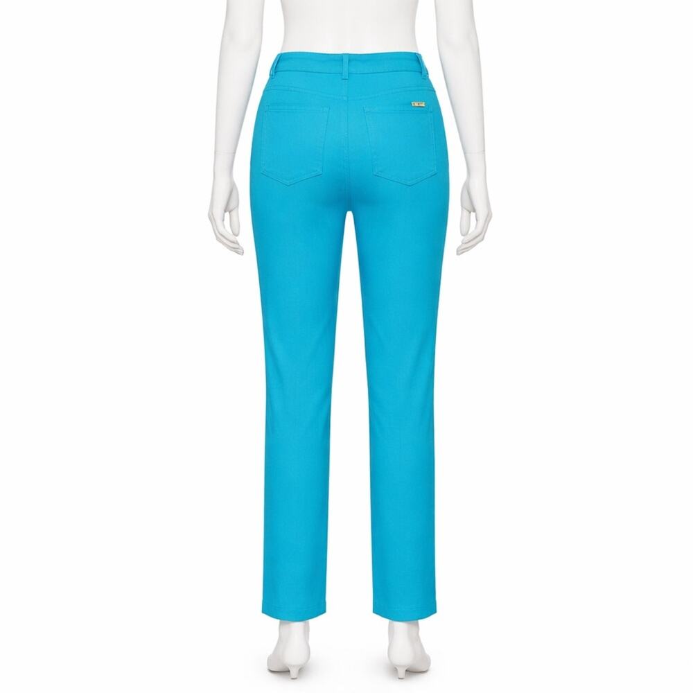 ST. JOHN SPORT By Marie Gray Turquoise Santana Knit Pants Size 10 Gold Button - Picture 3 of 10